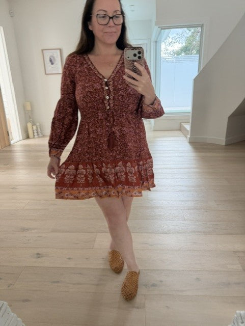 The Mera Dress - Floral Garnet