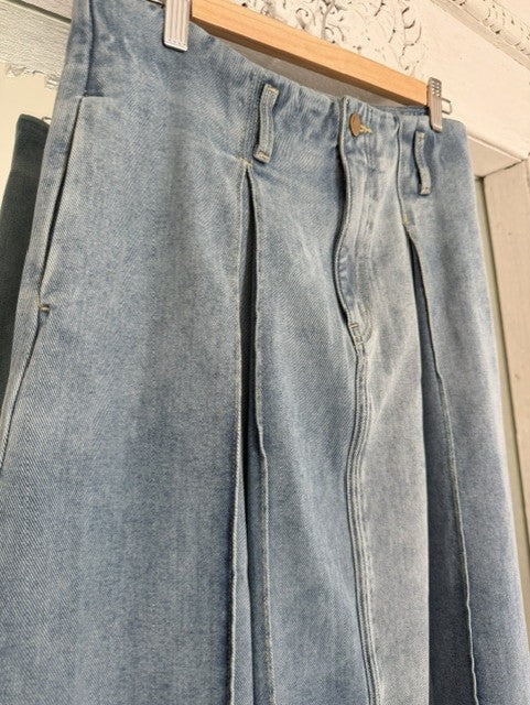 A-Line to Cross Denim Maxi Skirt