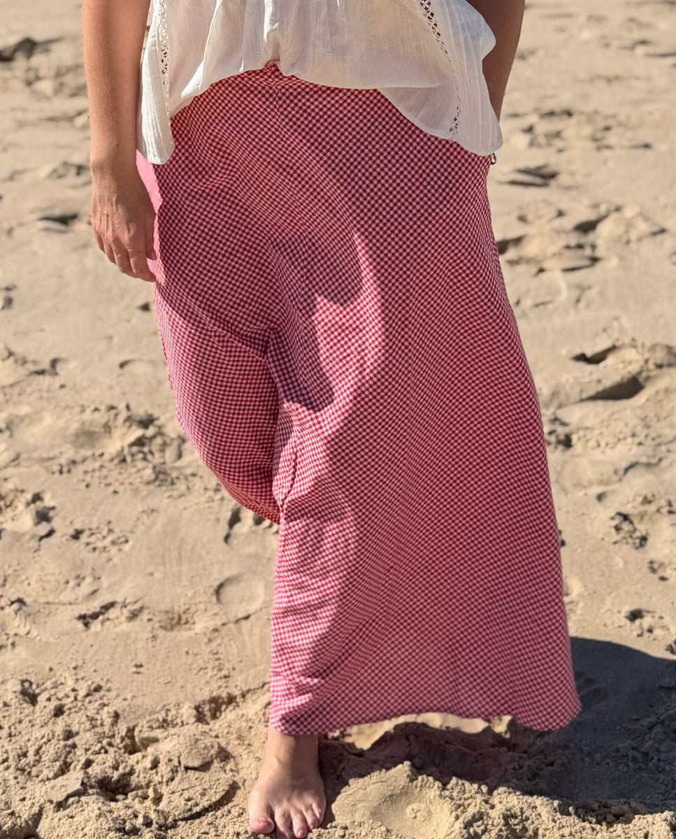 Late Checkout Red Gingham Skirt
