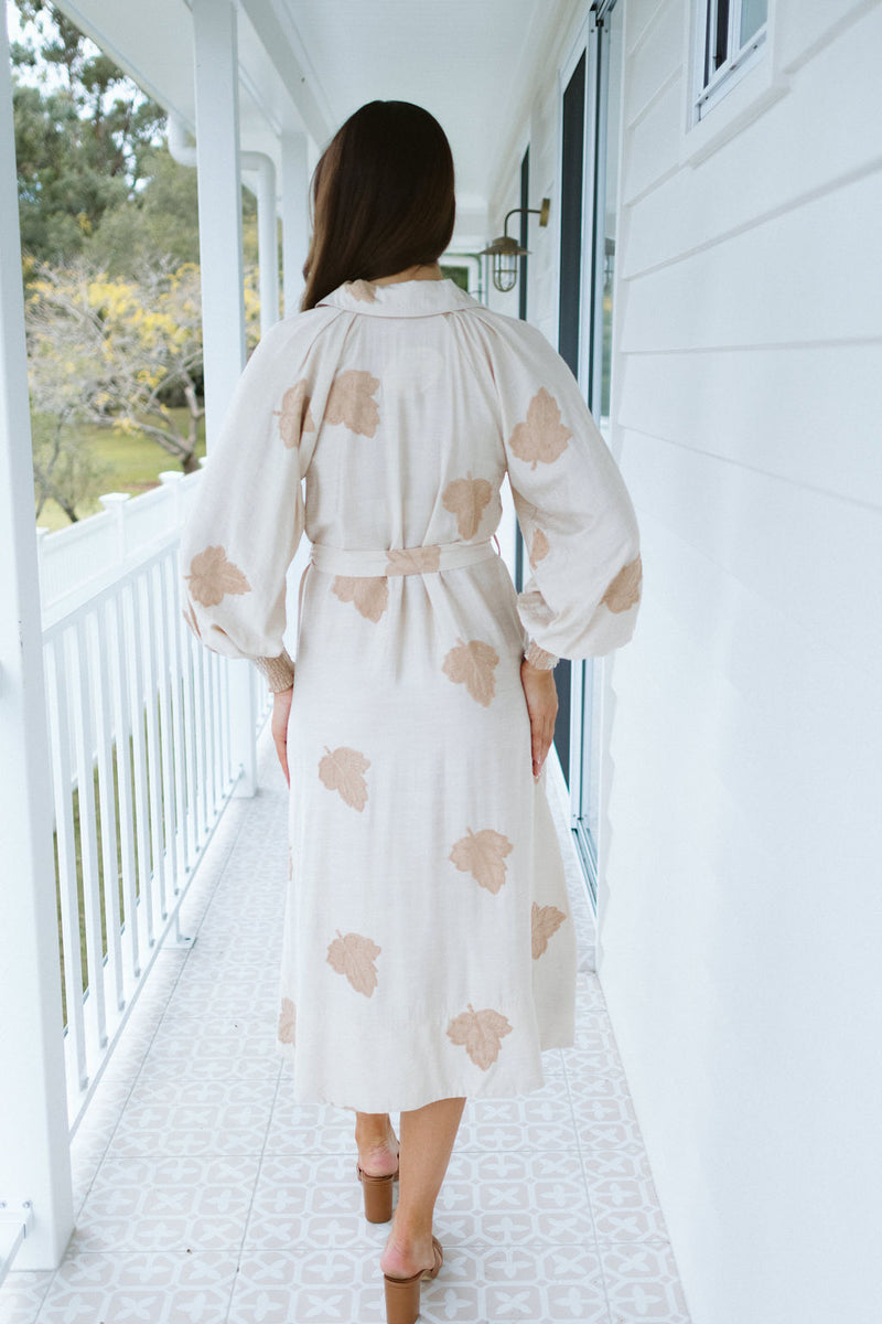 The Mireau Dress - Beige Foliage