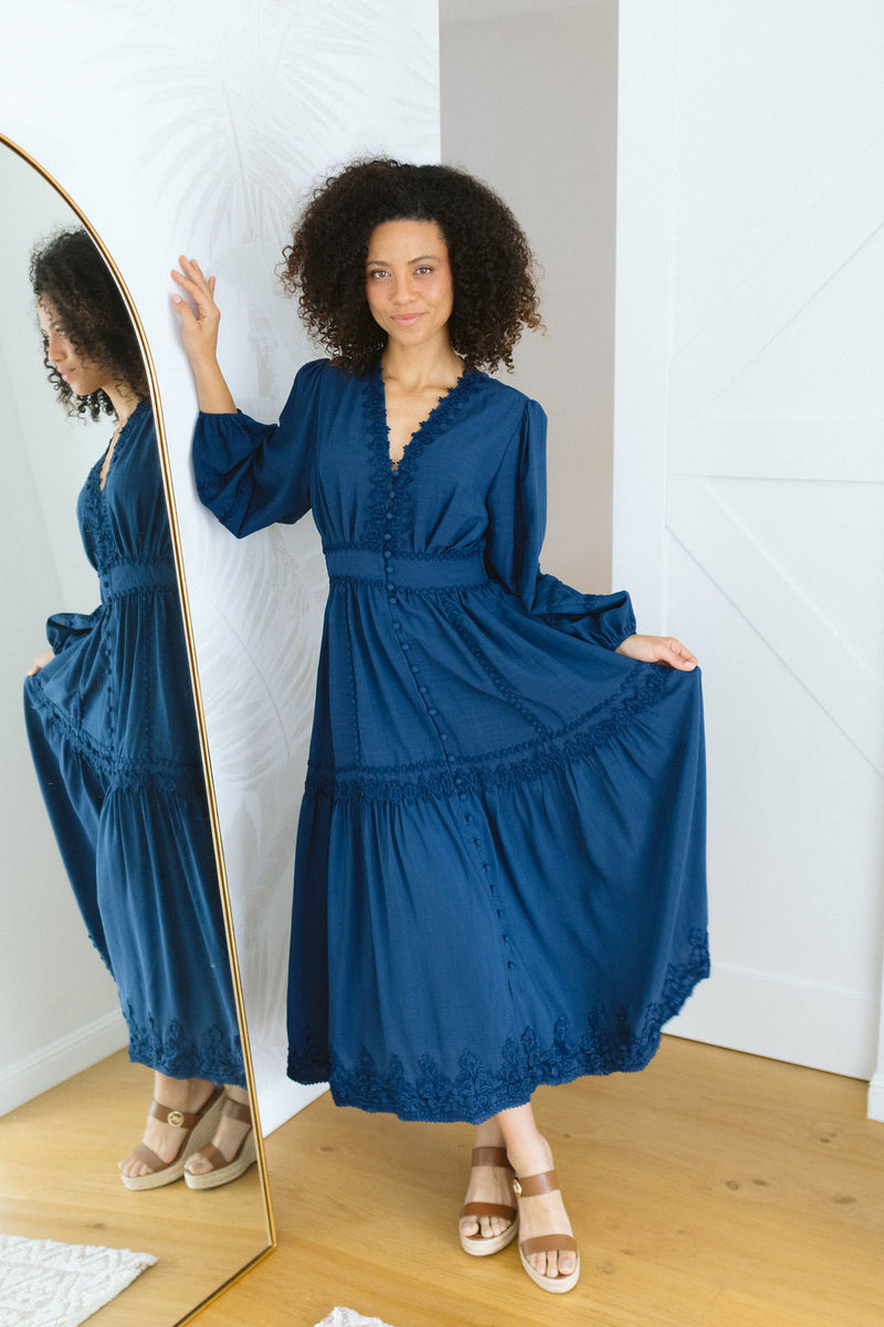 The Eleanor Dress - Navy Blue