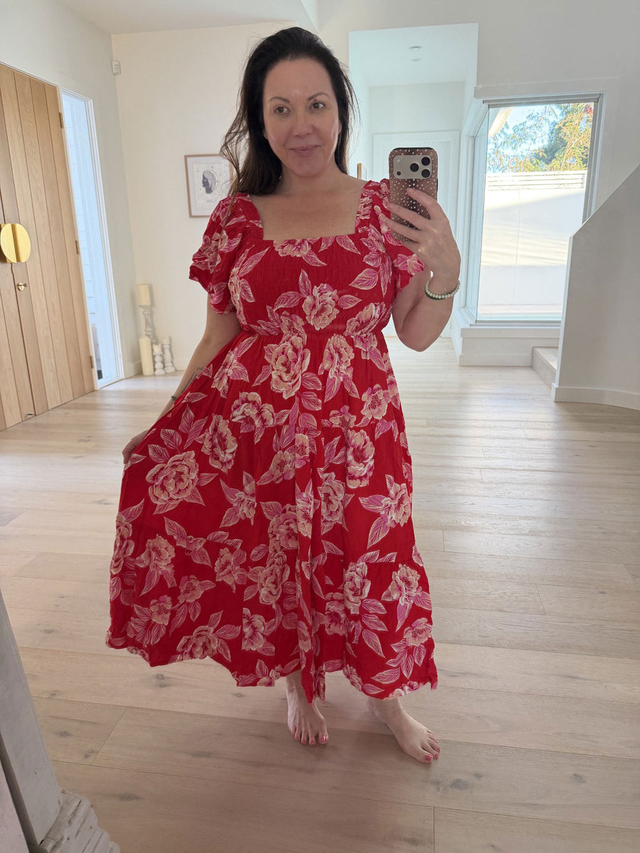 The Feliz Dress - Red Garden