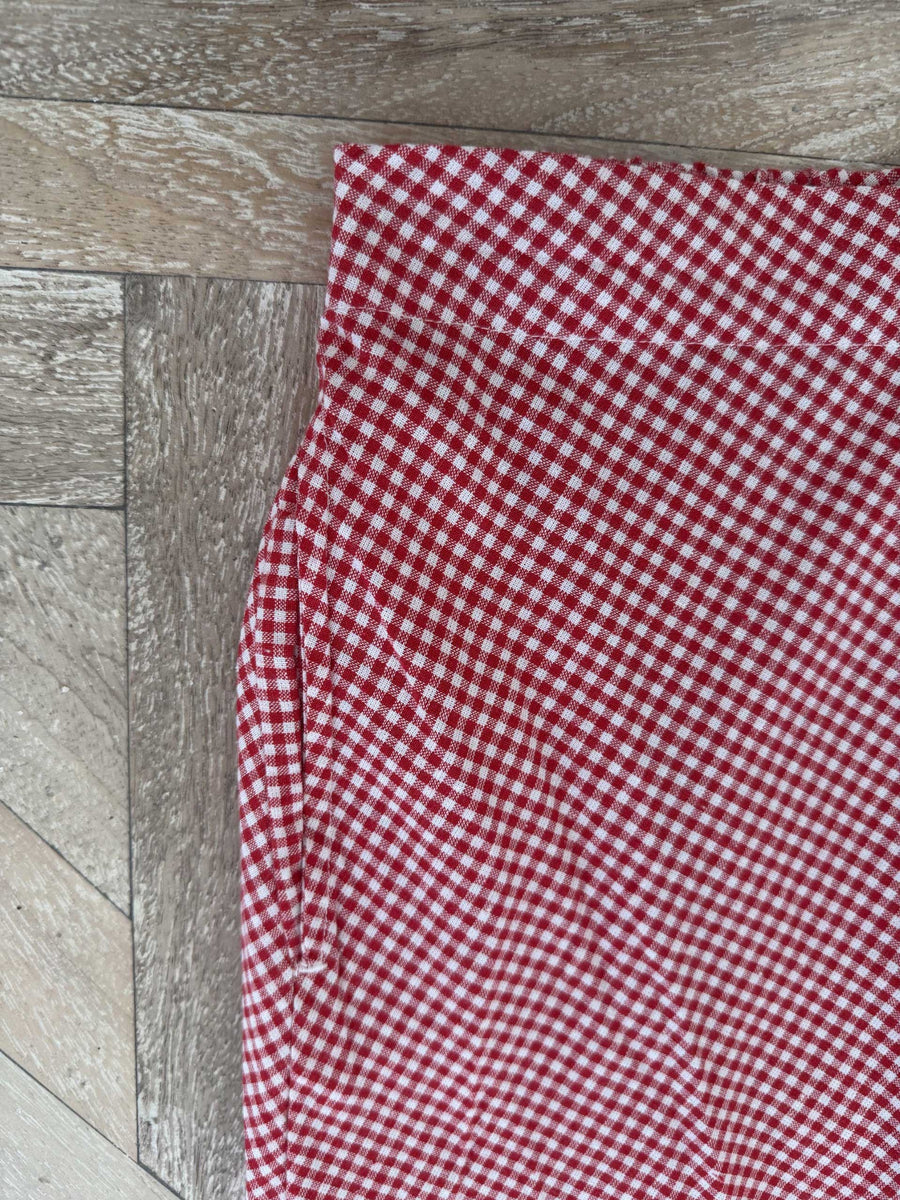 Late Checkout Red Gingham Skirt