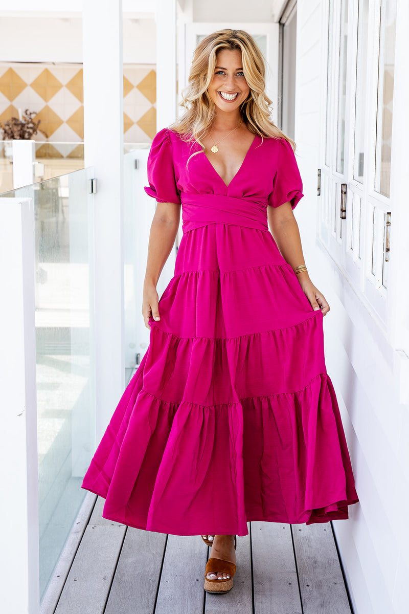 The Leisha Dress - Bright Pink