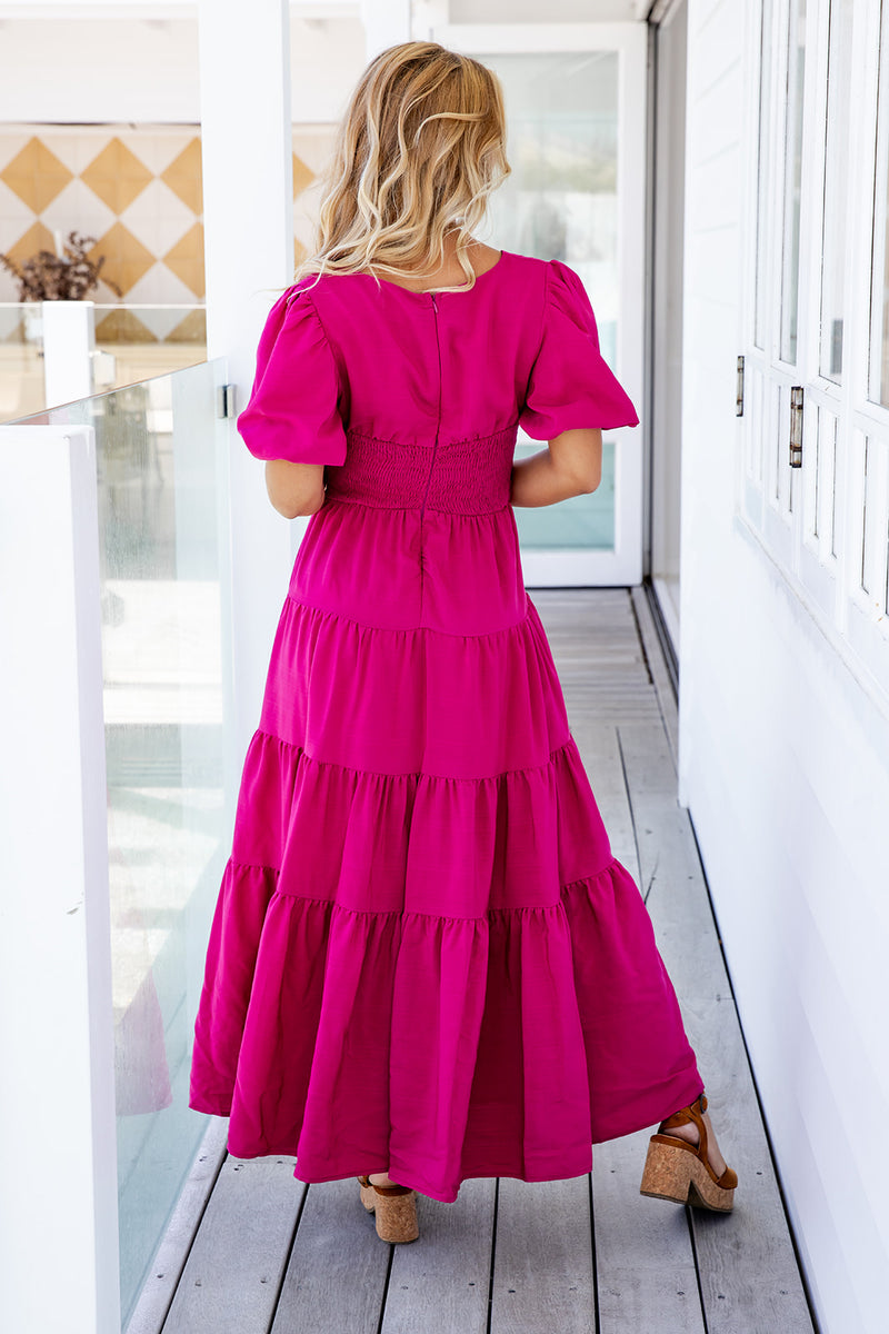 The Leisha Dress - Bright Pink