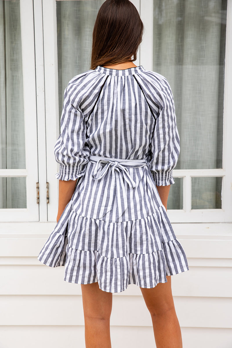 The Amber Dress - Grey Striped