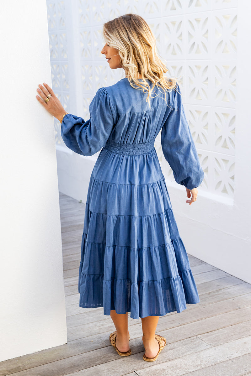 The Rina Dress - Capri Blue