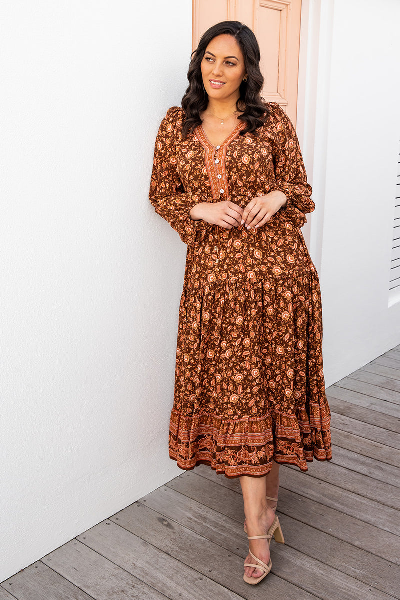 The Araniya Dress - Floral Rust