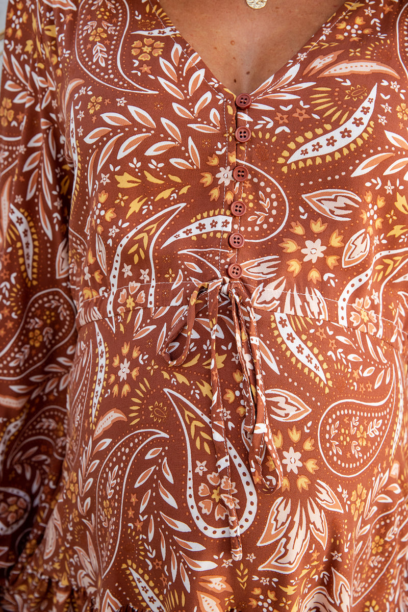 The Lola Dress - Floral Russet
