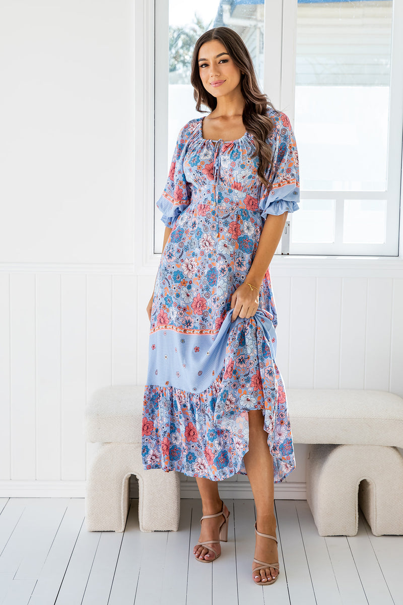 The Cindy Dress - Blue Hibiscus