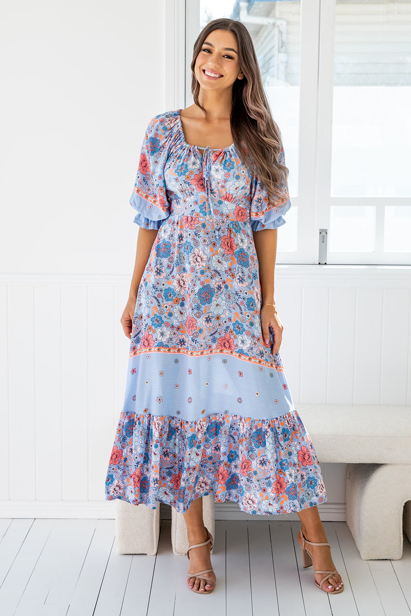 The Cindy Dress - Blue Hibiscus