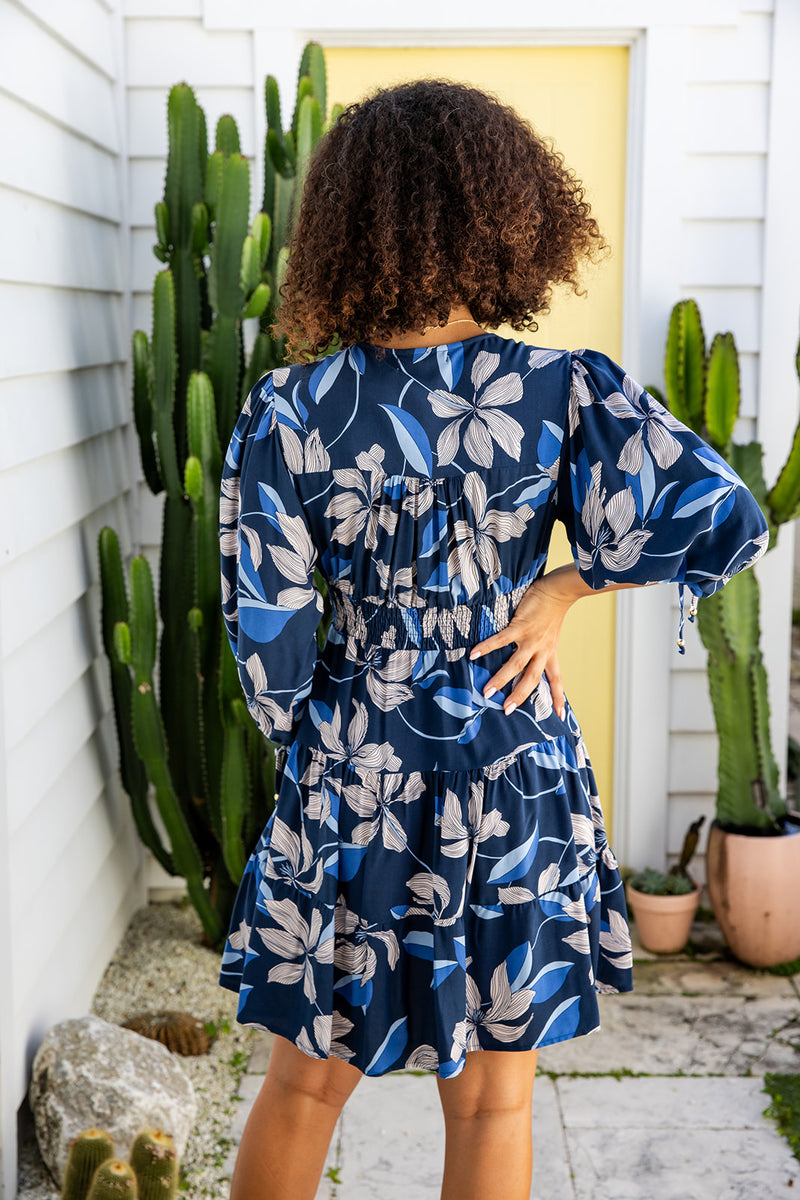 The Cassia Dress - Prussian Blue Floral