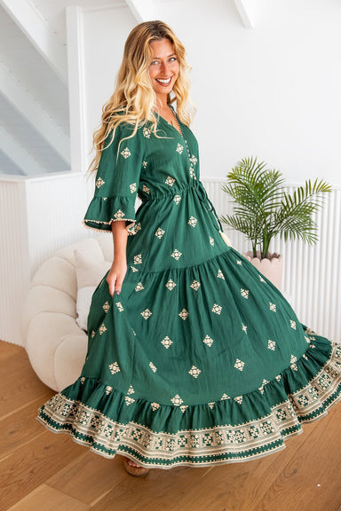 The Adena Dress - Emerald Majesta - Sparrow & Finch Boutique