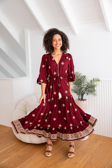 The Adena Dress - Ruby Majesta - Sparrow & Finch Boutique