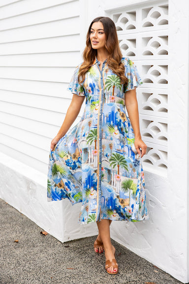The Aelia Dress - Paros Palms - Sparrow & Finch Boutique