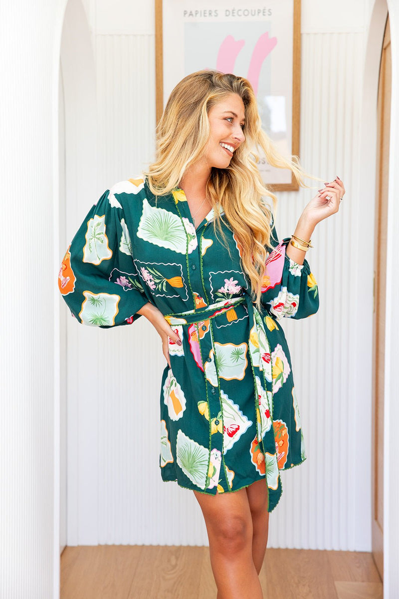 The Alora Dress - Flora Verde