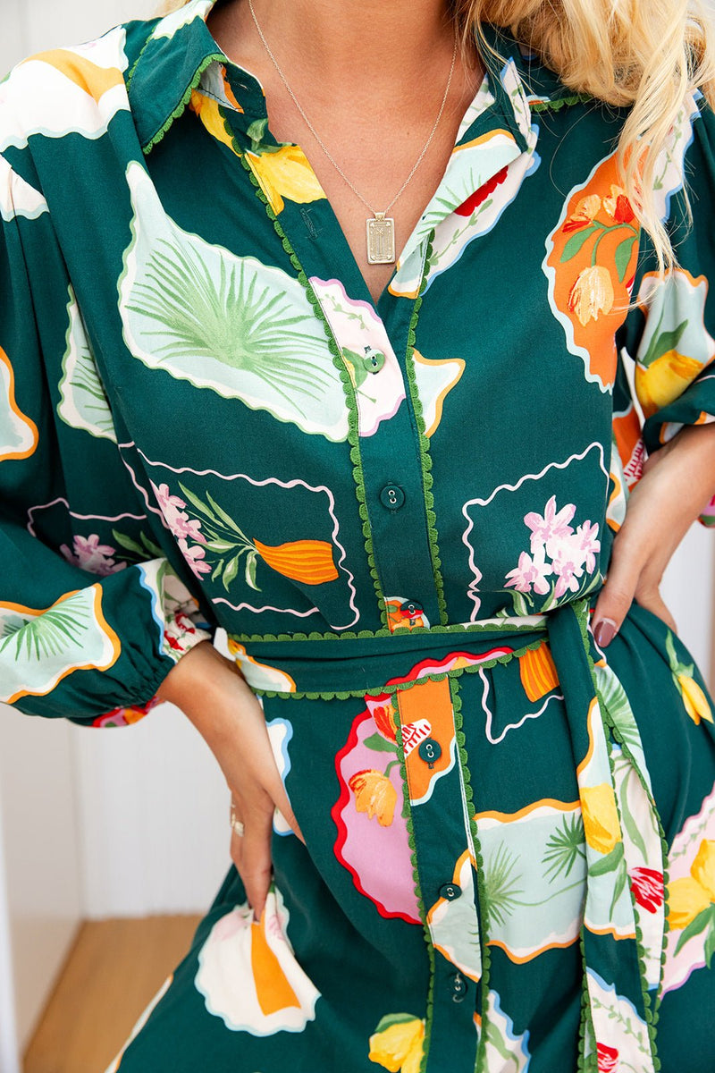 The Alora Dress - Flora Verde