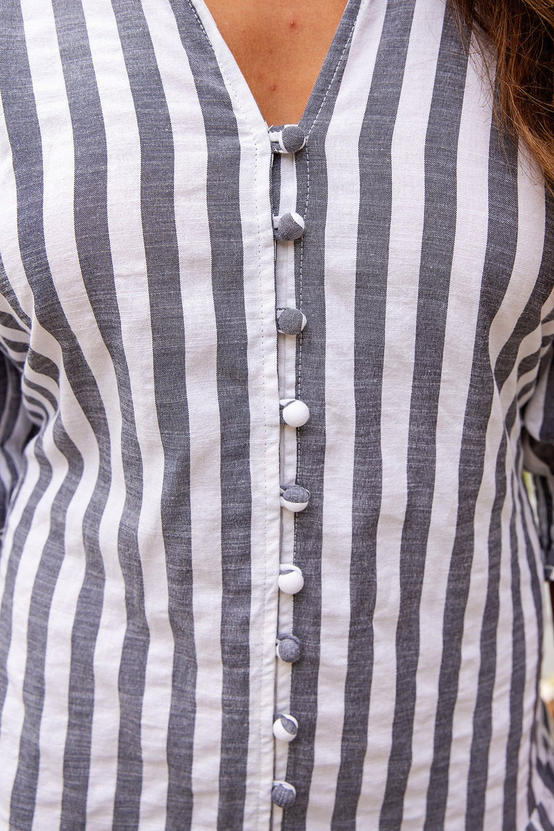 The Amber Dress - Grey Striped