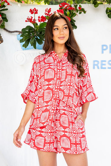 The Amity Shirt - Carmine Flair - Sparrow & Finch Boutique