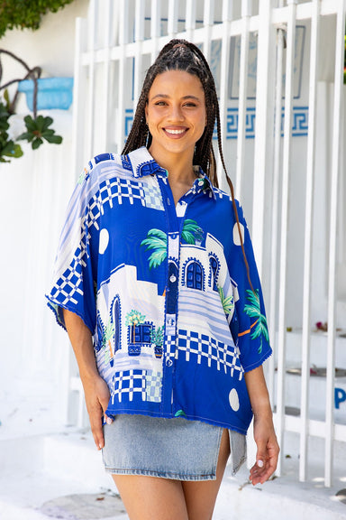 The Amity Shirt - Paros Blue - Sparrow & Finch Boutique