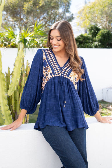 The Aquarius Shirt - Dark Sapphire - Sparrow & Finch Boutique