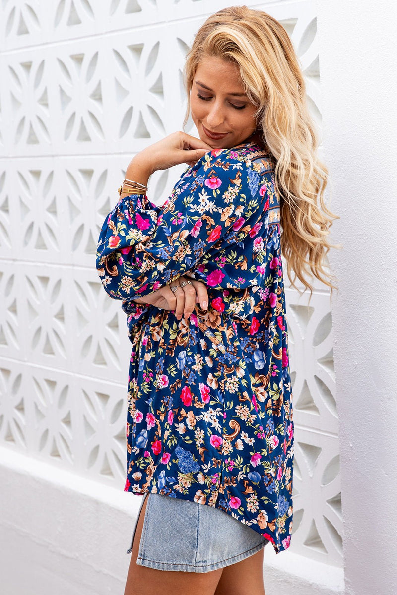 The Aquarius Shirt - Navy Bloom