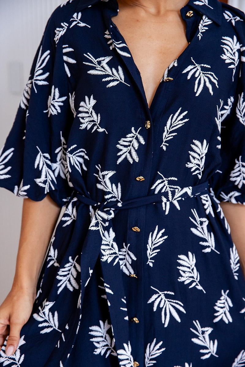 The Aurora Dress - Dark Navy Fern