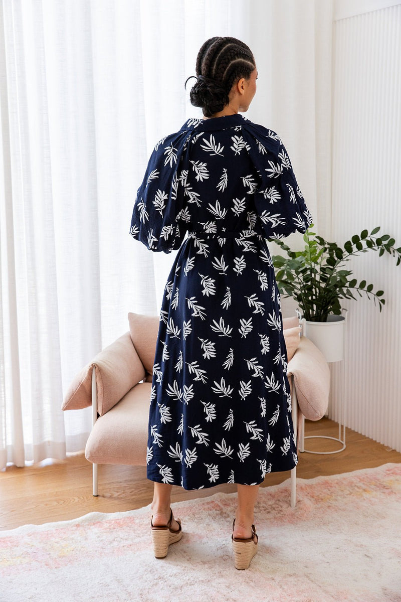 The Aurora Dress - Dark Navy Fern