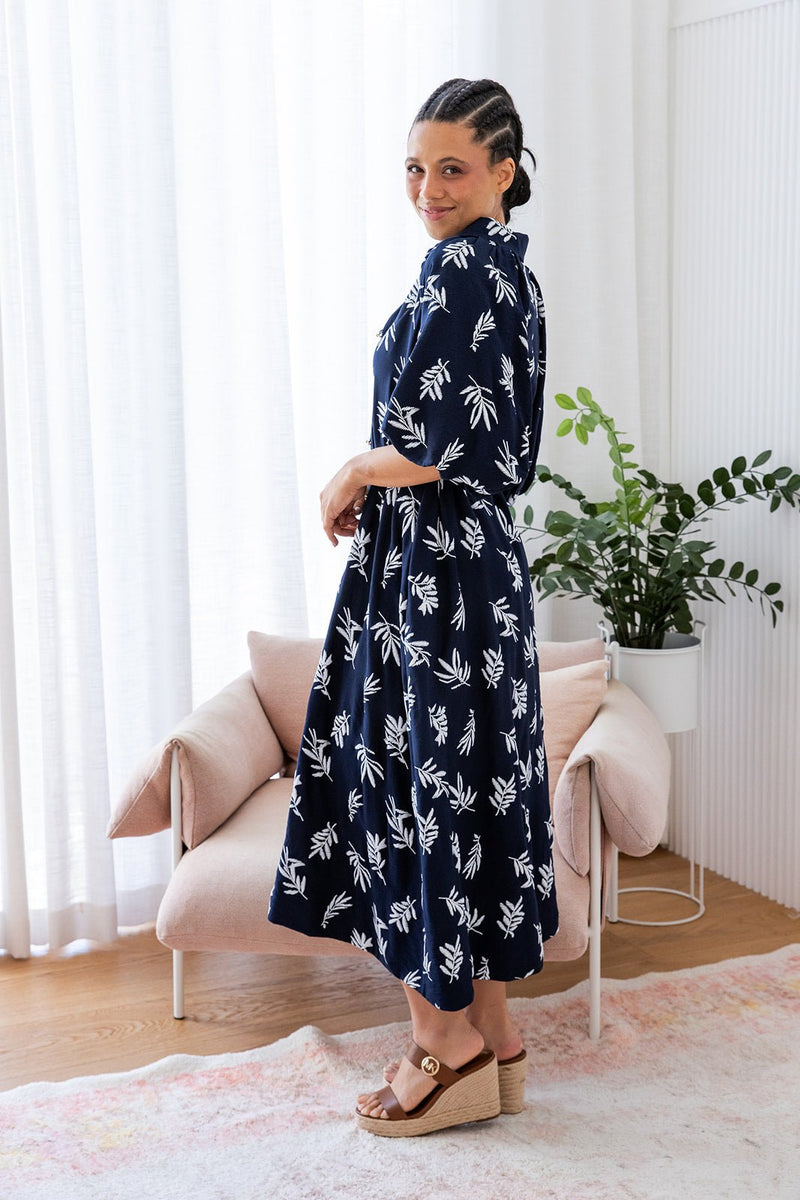 The Aurora Dress - Dark Navy Fern