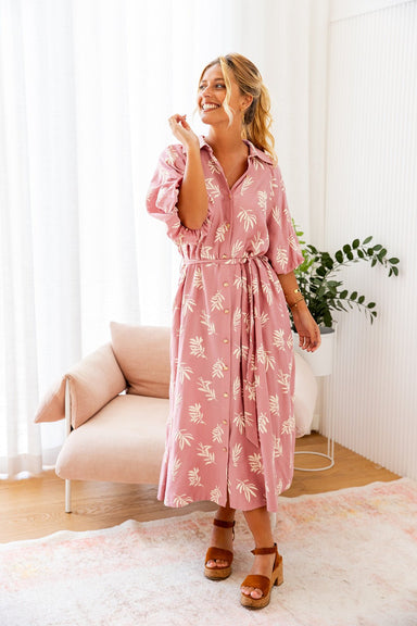 The Aurora Dress - Powder Pink Fern - Sparrow & Finch Boutique