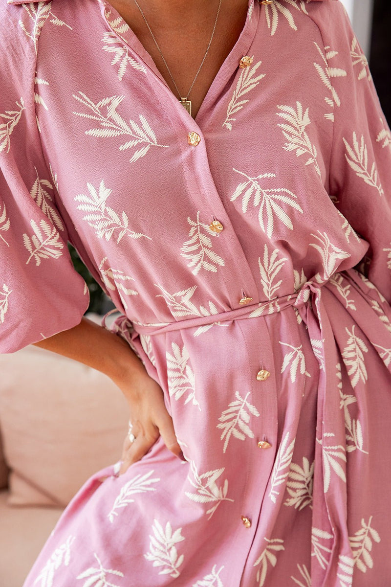 The Aurora Dress - Powder Pink Fern