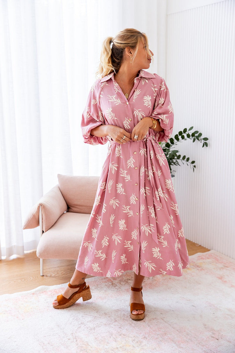 The Aurora Dress - Powder Pink Fern