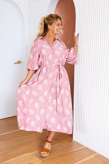 The Aurora Dress - Powder Pink Fern - Sparrow & Finch Boutique