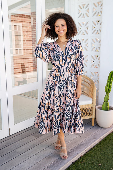 The Avani Dress - Pink Tiger - Sparrow & Finch Boutique