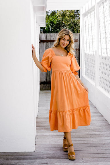 The Ayla Dress - Apricot - Sparrow & Finch Boutique