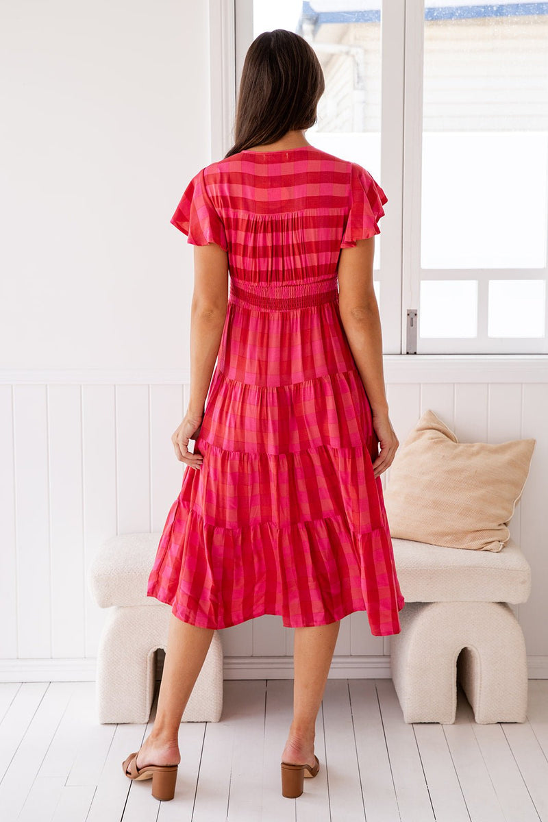 The Bailey Dress - Checkered Cerise