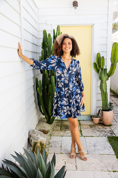 The Cassia Dress - Prussian Blue Floral - Sparrow & Finch Boutique