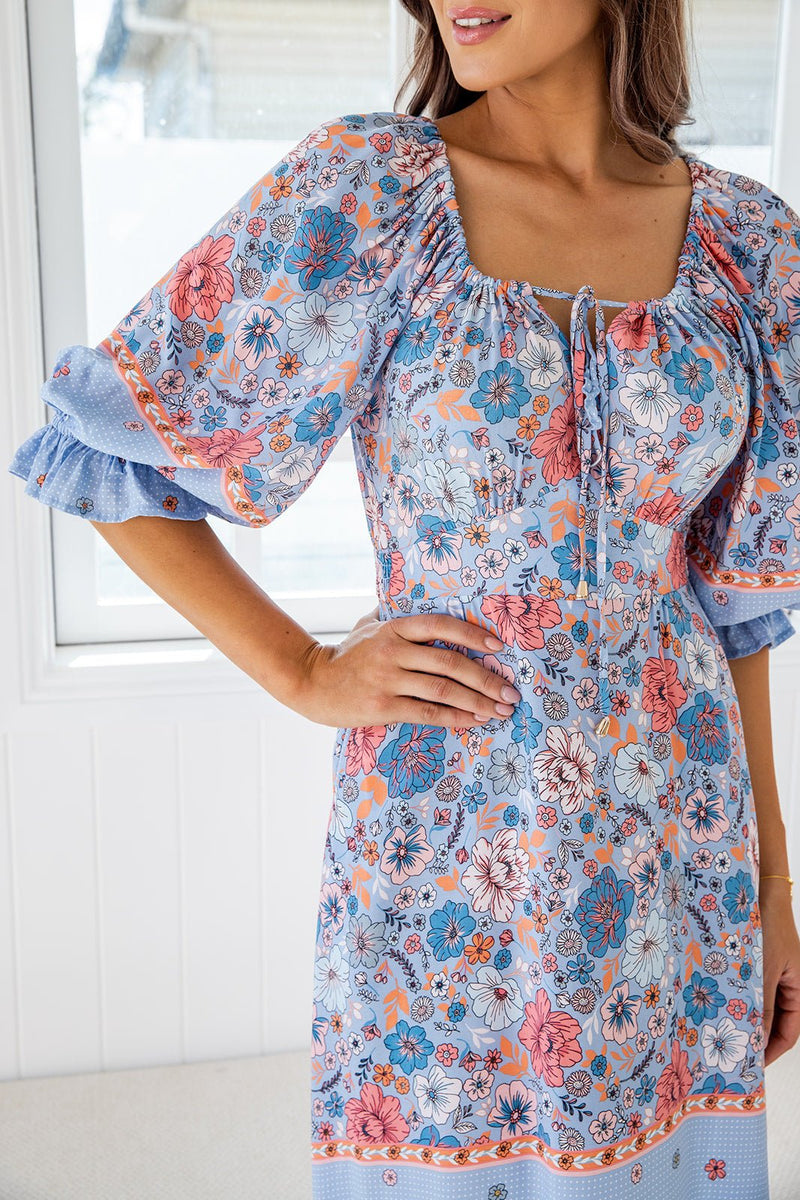 The Cindy Dress - Blue Hibiscus