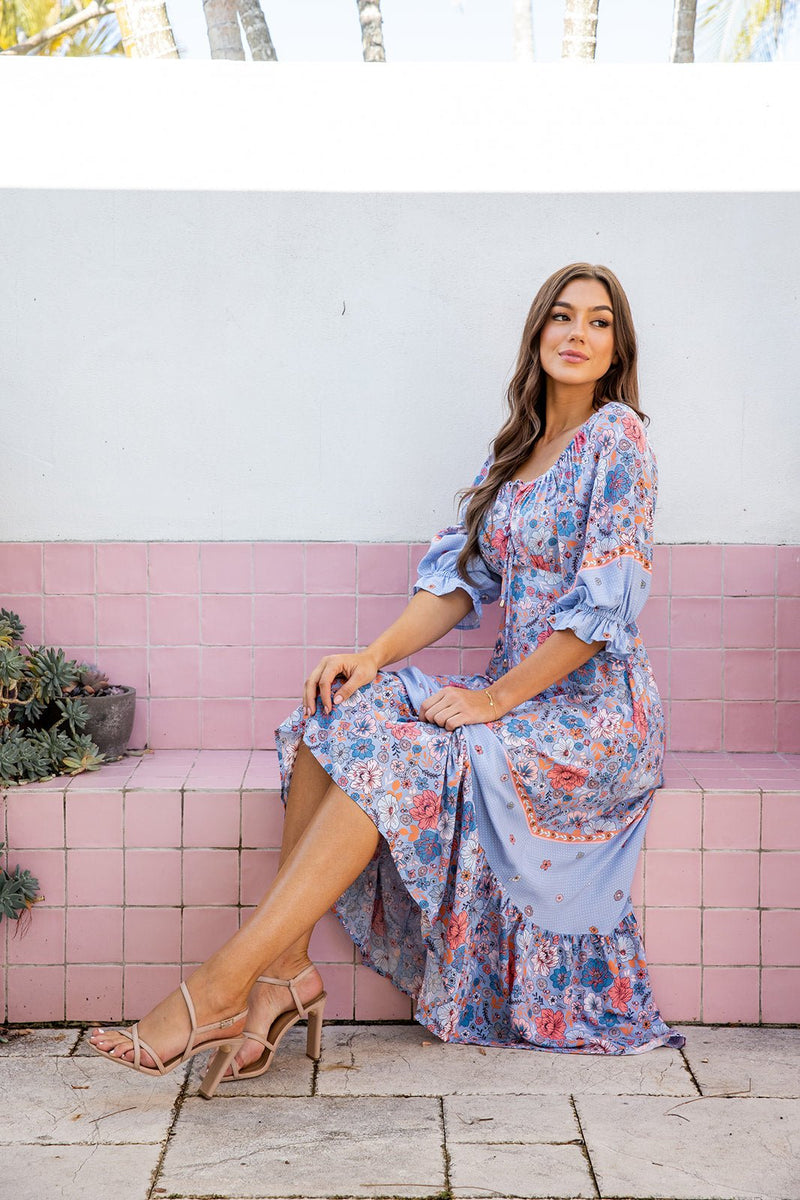 The Cindy Dress - Blue Hibiscus