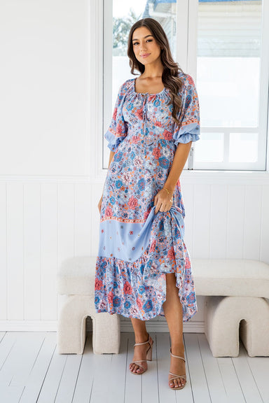 The Cindy Dress - Blue Hibiscus - Sparrow & Finch Boutique