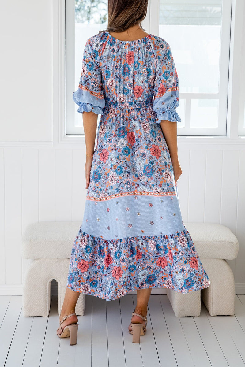 The Cindy Dress - Blue Hibiscus