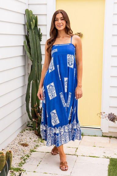The Cosima Dress - Blue Floralis - Sparrow & Finch Boutique