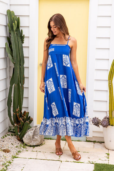 The Cosima Dress - Blue Floralis - Sparrow & Finch Boutique