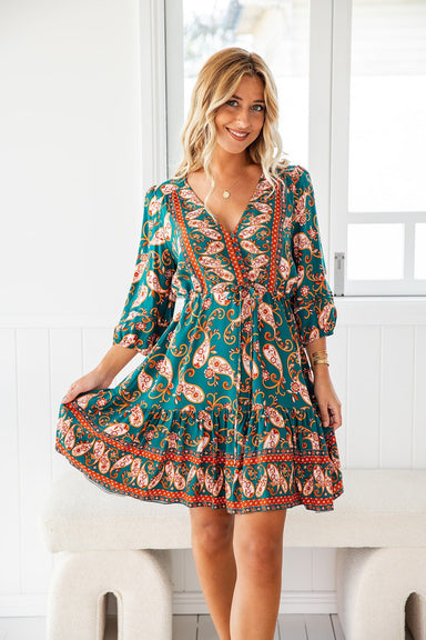 The Elvira Dress - Regal Green - Sparrow & Finch Boutique