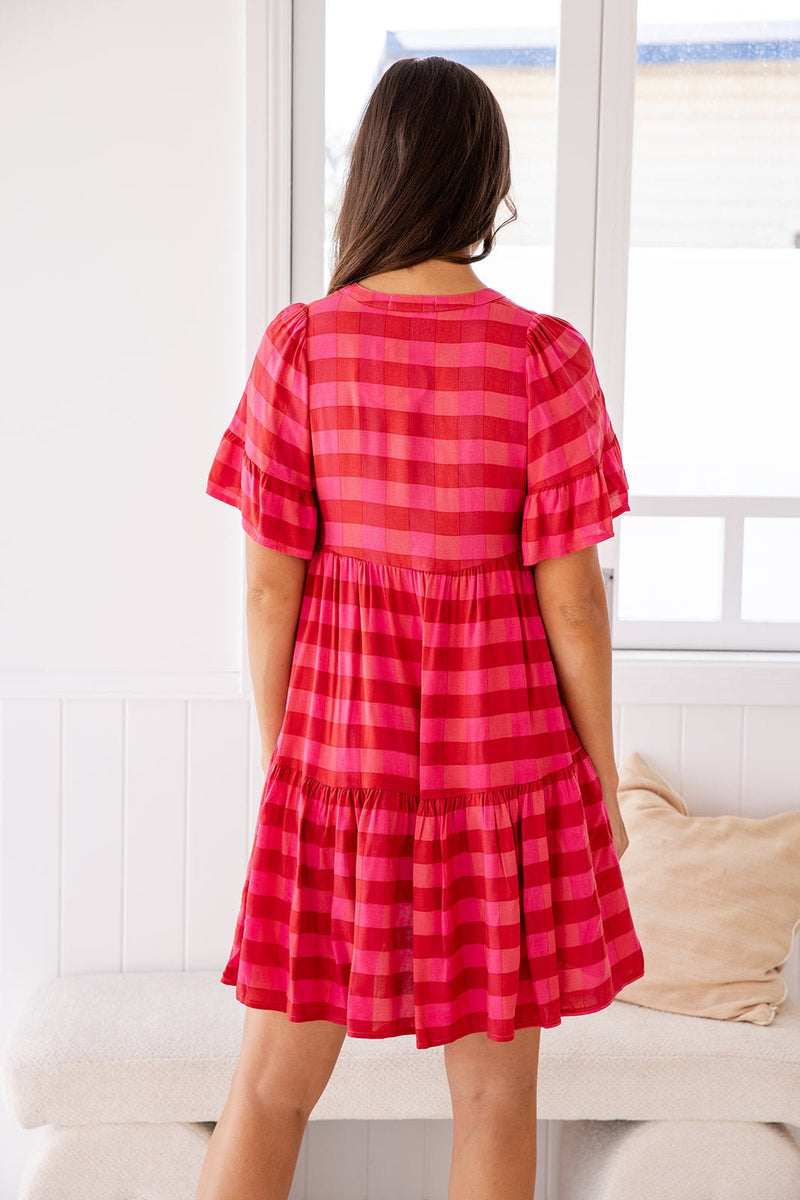 The Emerson Dress - Checkered Cerise
