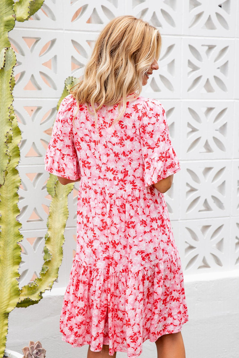 The Emerson Dress - Floral Carmine