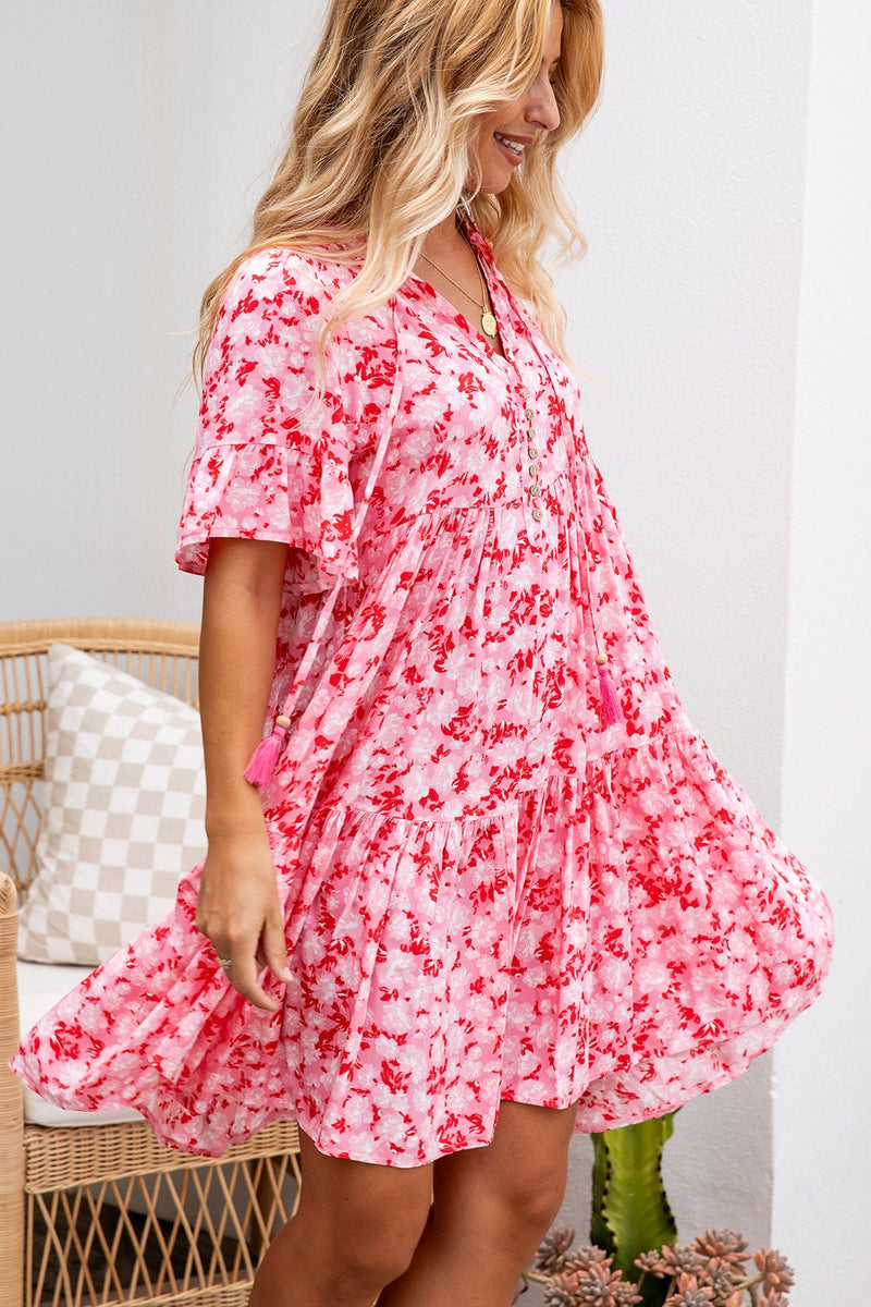 The Emerson Dress - Floral Carmine