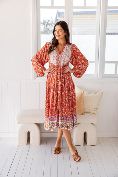 The Ester Dress - Tangerine Garden - Sparrow & Finch Boutique
