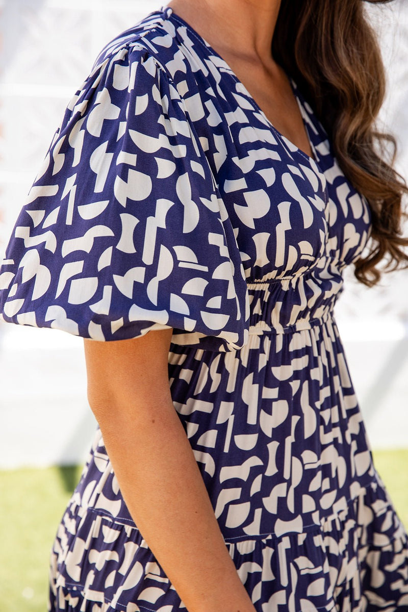The Europa Dress - Navy Kaleidoscope