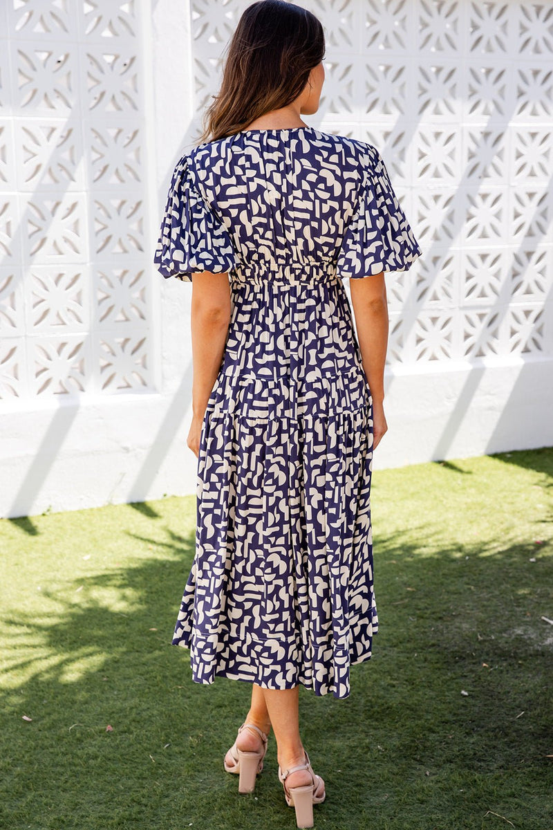 The Europa Dress - Navy Kaleidoscope